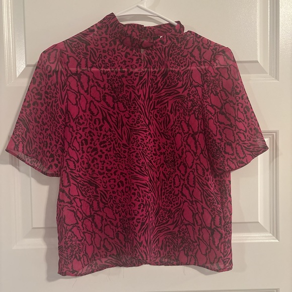 H&M Fuchsia Animal Print Blouse - Picture 1 of 2